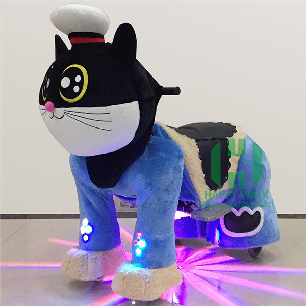 Black Cat Electric Walking Animal Ride for Kids Plush Animal Ride On