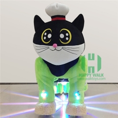 Black Cat Electric Walking Animal Ride for Kids Plush Animal Ride On Toy for Playground