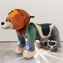 Brown Dog Electric Walking Animal Ride for Kids Plush Animal Ride On Toy for Playground