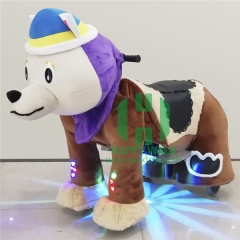 Purple Dog Electric Walking Animal Ride for Kids Plush Animal Ride On Toy for Playground