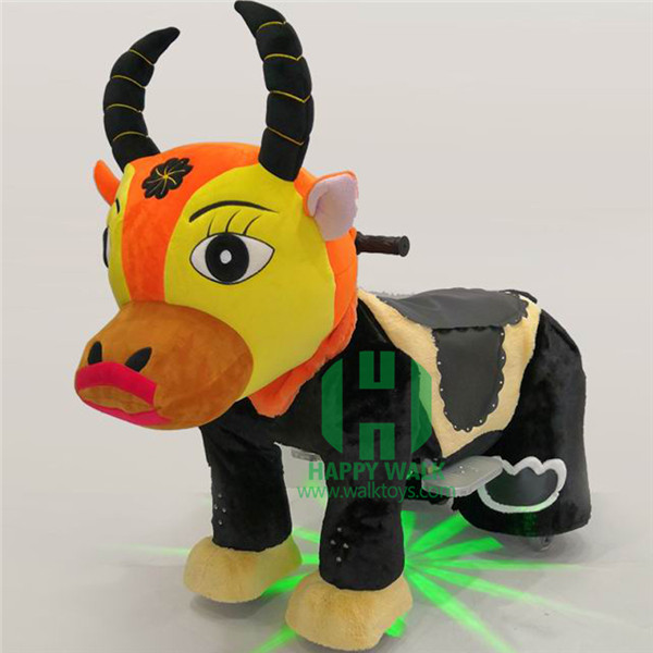 Cow Electric Walking Animal Ride for Kids Plush Animal Ride On Toy for