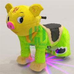 Yellow Pig Electric Walking Animal Ride for Kids Plush Animal Ride On Toy for Playground