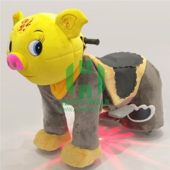 Yellow Pig Electric Walking Animal Ride for Kids Plush Animal Ride On Toy for Playground