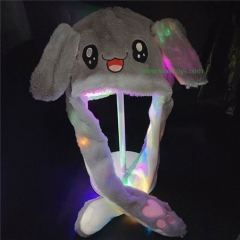 Cute Plush Bunny Headband Cap LED Glowing Plush Moving Jumping Ear Cap