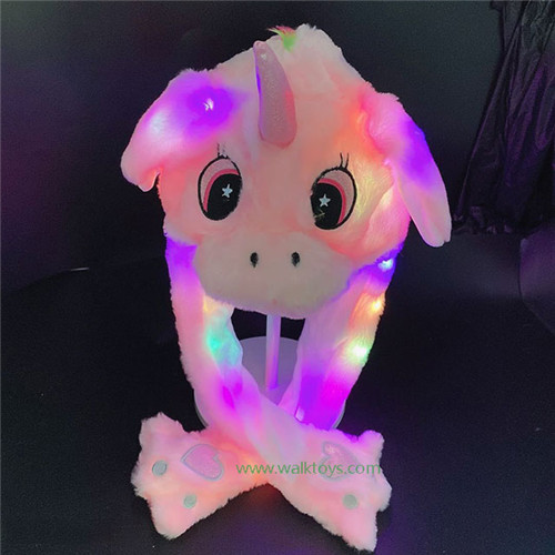 Unicorn Cute Plush Bunny Headband Cap LED Glowing Plush Moving Jumping Ear Cap