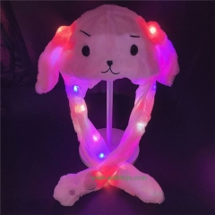 Cute Plush Bunny Headband Cap LED Glowing Plush Moving Jumping Ear Cap