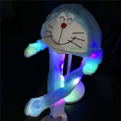 Doramon Cute Plush Bunny Headband Cap LED Glowing Plush Moving Jumping Ear Cap