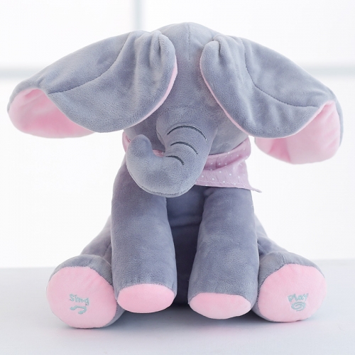 Custom Elephant Animated Plush Singing Elephant with Peek-a-boo Interactive Feature