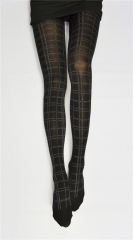 40D Print Glitter Grid Pantyhose