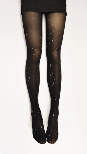 20D Print Glitter Star Pantyhose