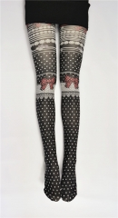 60D Print Dots & Bowknots Tights