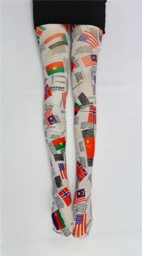 50D Print World Flags Tights