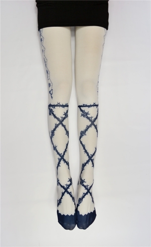 50D Print Thorn & Roses Tights