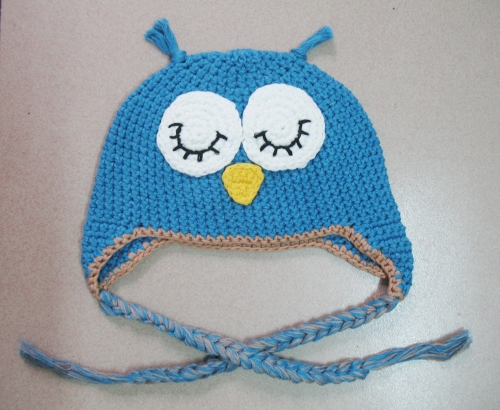 Hand-Knit Baby Owl Trapper Hat