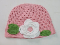 Hand-Knit Baby Girl Floral Beanie