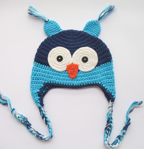 Hand-Knit Baby Owl Trapper Hat