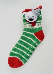 Christmas Fleece Socks with Toy Head