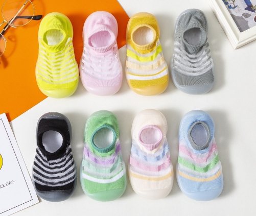 Baby Sock-Shoes Crystal Color Stripes Low-Cut