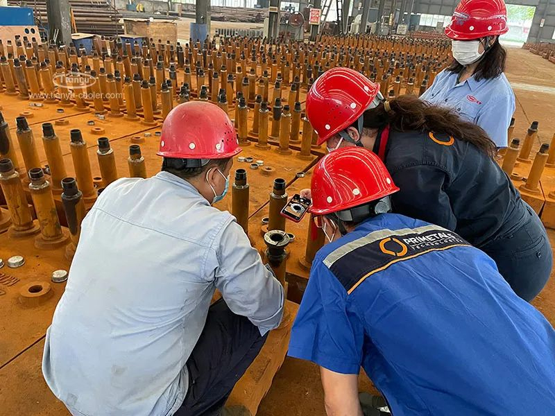 A set of blast furnace stave coolers delivered by Tianyu for Primetals Technologies will be installed on site