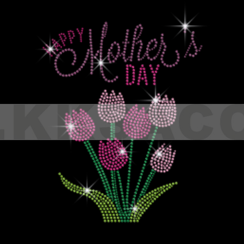 Happy Mother's Day with Beautiful Flowers Rhinestone Motif