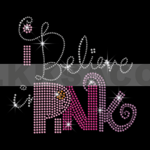 Pretty I Believe Pink Iron-on Rhinestone Motif