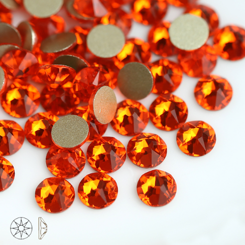 Orange Colors SS16 SS20 SS30 (16 Cut Faces) Non Hotfix FlatBack Crystal Rhinestone