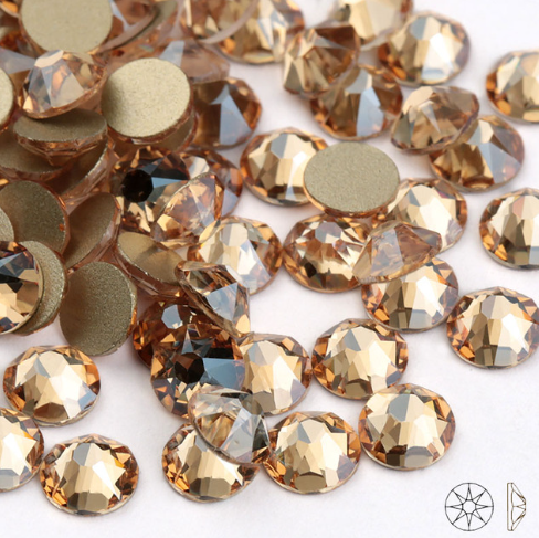 Gold Shadow Colors SS16 SS20 SS30 (16 Cut Faces) Non Hotfix FlatBack Crystal Rhinestone