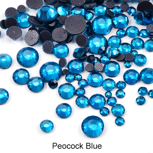 Peocock Blue Color Hotfix DMC Rhinestone