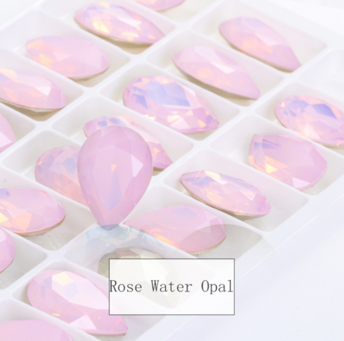 Rose Water Opal Teardrop Pointback Rhinestone
