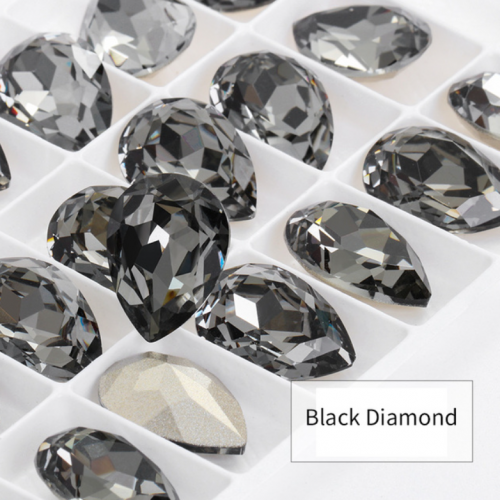 Black Diamond Teardrop Pointback Rhinestone