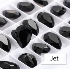 Jet Teardrop Pointback Rhinestone