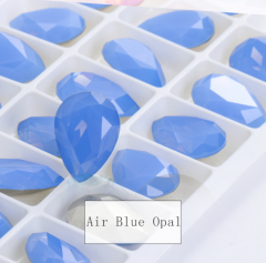 Air Blue Opal Teardrop Pointback Rhinestone