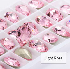 Light Rose Teardrop Pointback Rhinestone