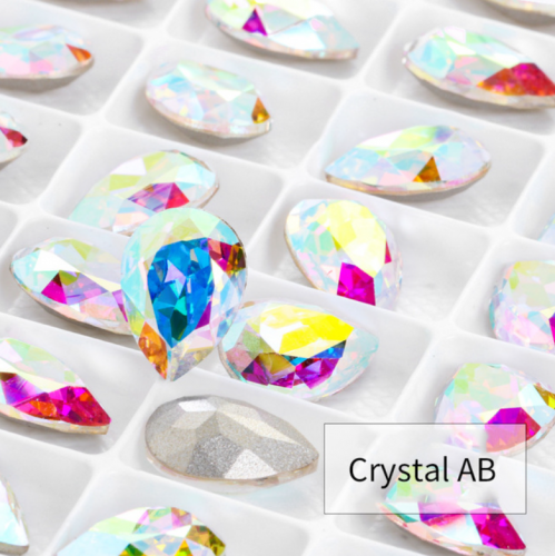 Crystal AB Teardrop Pointback Rhinestone