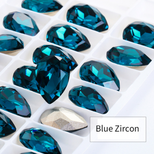 Blue Zircon Teardrop Pointback Rhinestone