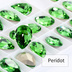 Peridot Teardrop Pointback Rhinestone