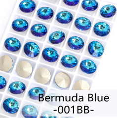 001BB Bermuda Blue Rivoli Fancy Pointback Rhinestone