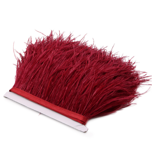 3-4 Inches Wine Red Ostrich Feather Trim