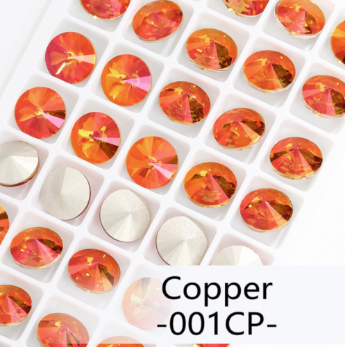 001CP Copper Rivoli Fancy Pointback Rhinestone