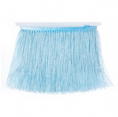 6 Inch 15cm Light Blue Beaded Fringe Trim