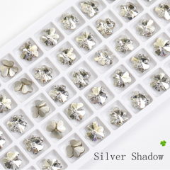 Silver Shadow Leaf Shape Pointback Rhinestones