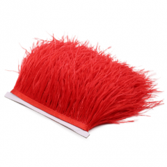 3-4 Inches Red Ostrich Feather Trim
