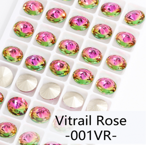 001VR Vitrail Rose Rivoli Fancy Pointback Rhinestone