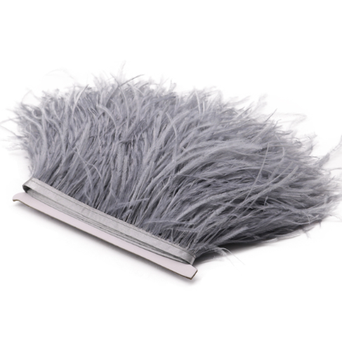 3-4 Inches Gray Ostrich Feather Trim