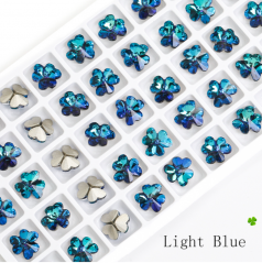 Light Blue Leaf Shape Pointback Rhinestones