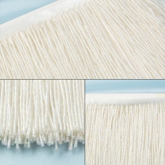 6 Inch 15cm White AB Beaded Fringe Trim