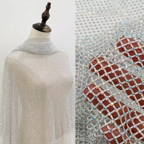 100*120CM White Netting with Crystal AB Rhinestone Mesh