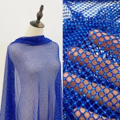 100*120CM Blue Netting with Sapphire Rhinestone Mesh