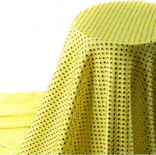150CM Width Spandex Fabric With Full of Rhinestone Citrine Color