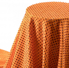 150CM Width Spandex Fabric With Full of Rhinestone Orange Color